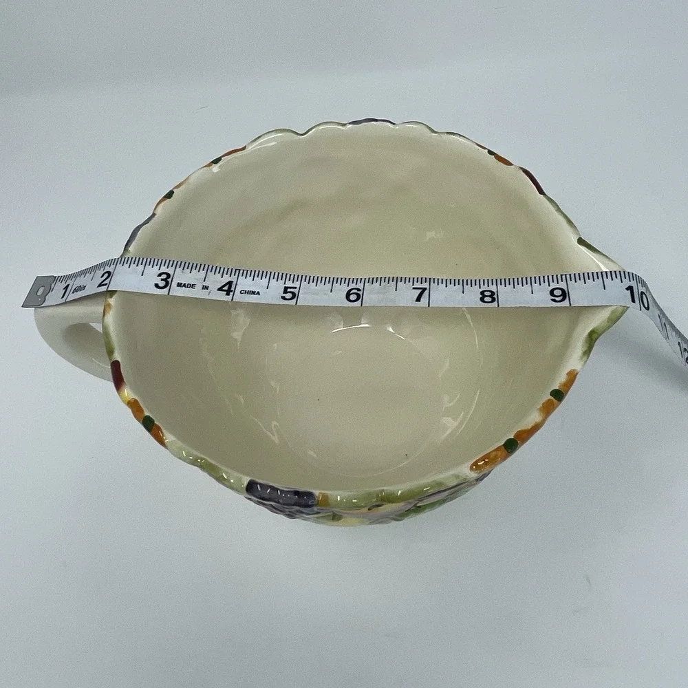 Harry David‎ Embossed Pitcher Serving Bowl 2007 Painted Fall Fruit Thanksgiving
